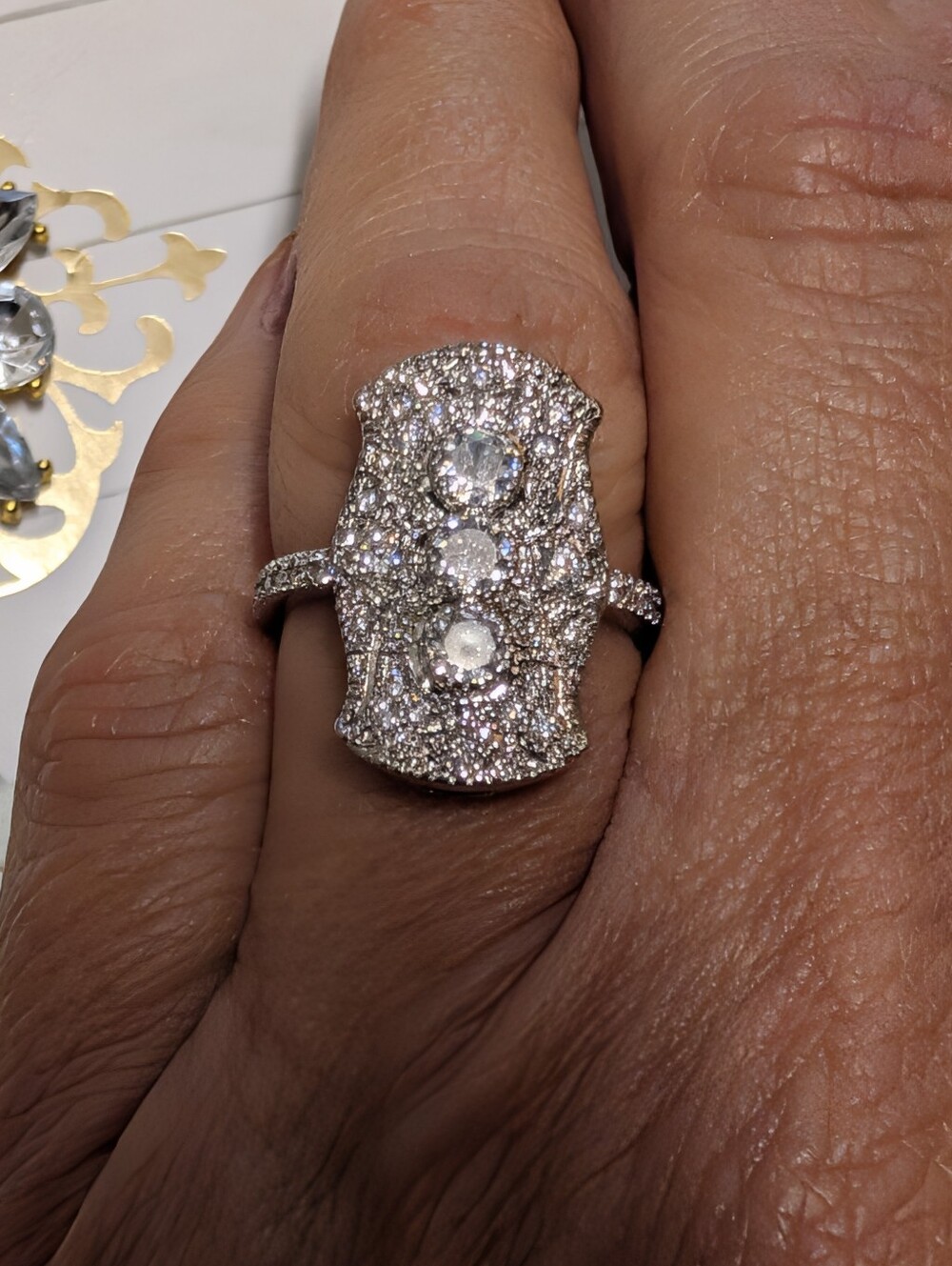 Stunningly Gorgeous Estate Style Pave And Round Channel Set CZ Silver Ring - Picture 2 of 9